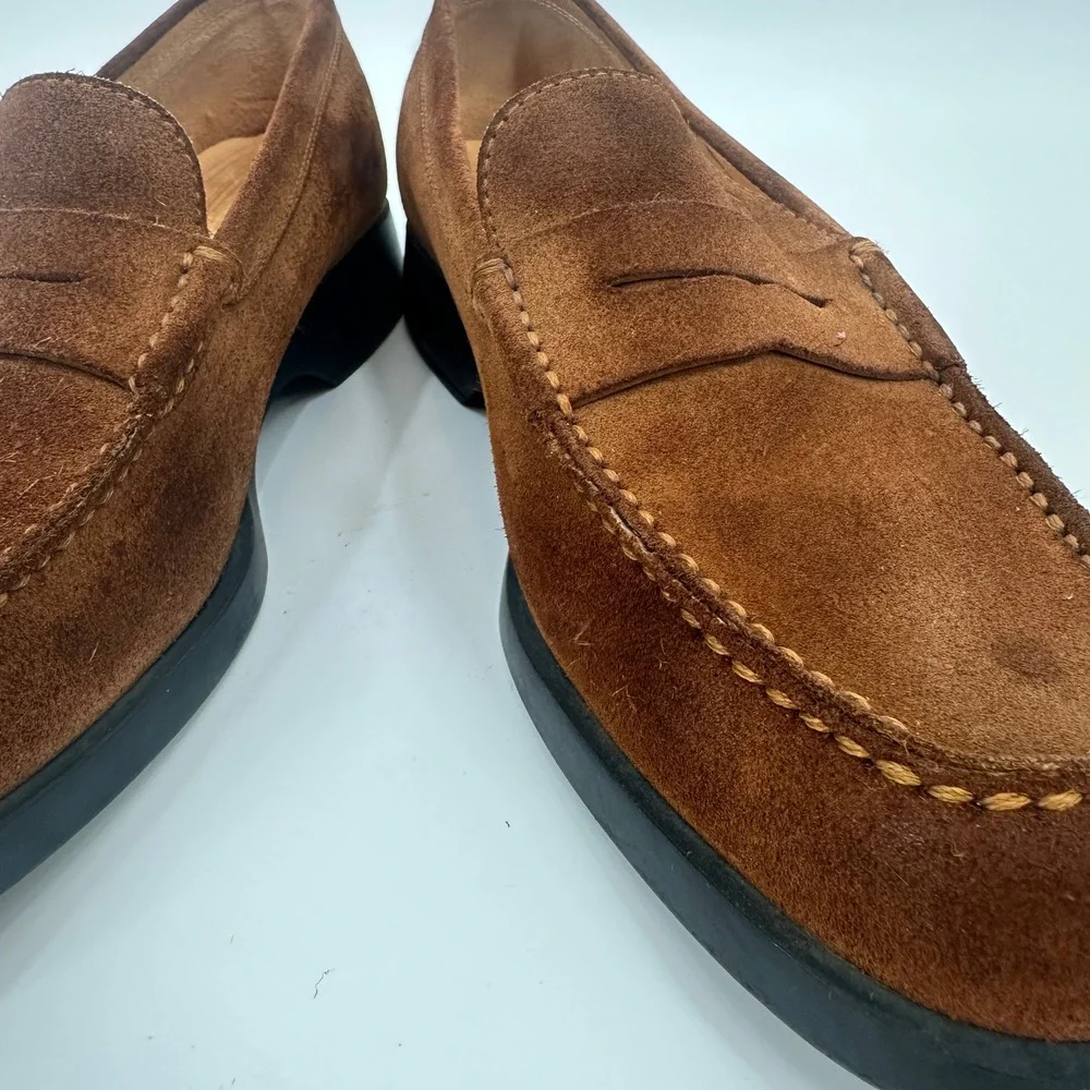 Tods Mens Penny Loafers Brown Suede Leather Shoes Made‎ in Italy Size 9